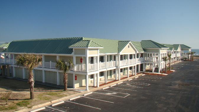 Green metal roof at the Islander Inn in Emerald Isle